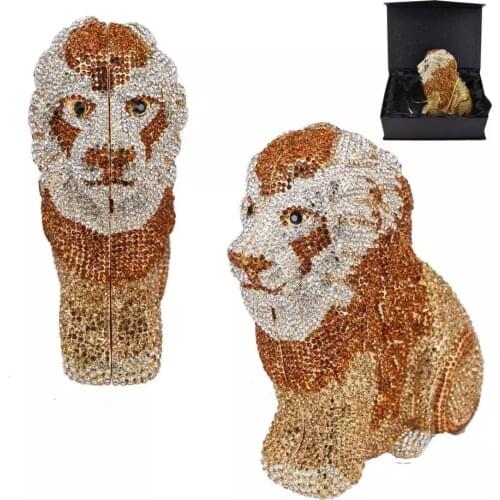 Bridal Wedding Party Women Luxury Evening Party Bag Diamonds Animal Asto Lion Clutches Elegant Embellished Crystal Purses