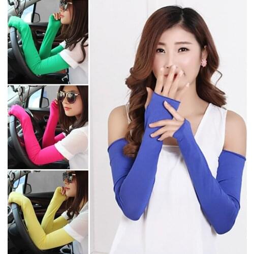 Women Outdoor Anti-UV Arm Sleeves Sun Protection Driving Cycling Stretchable Half-Finger Sports Glove Sleeve Hand Cov