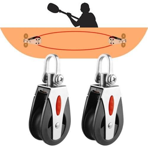 2pcs Sailing Boat Kayak Pulley Block Single Wheel Fixed Head Lifting Rope Pulley Roller, 1500 Lbs Loading