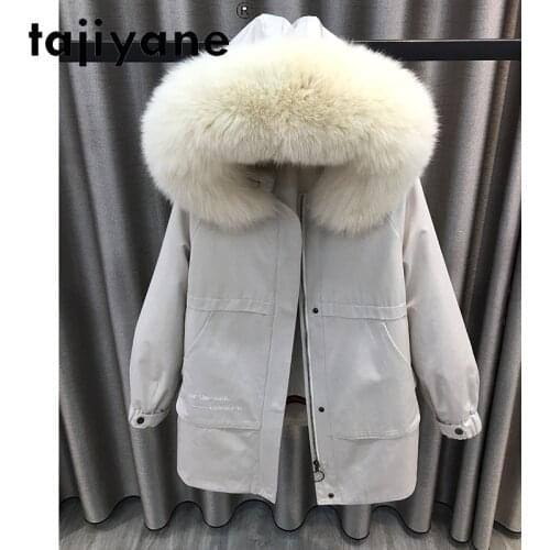 2021 Clothes Winter Women Real Rex Rabbit Fur Lining Jackets Woman Natural Fox Fur Collar Hooded Parkas Casacos TN626