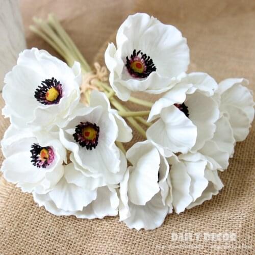 3 bouquets! Wholesale High simulation PU Anemone cathayensis diy poppy flowers artificial Somnus bouquet wedding bridal bouquets