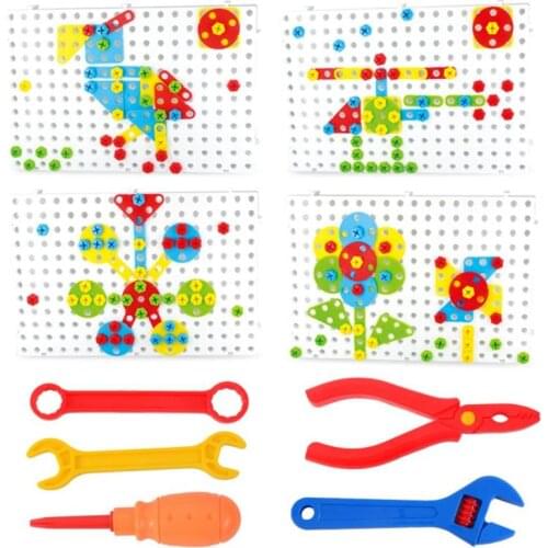 3D DIY Mushrooms Nails Jigsaw Puzzle Board Game Screws Kindergarten Kid Baby Toy Early Education Assembling Intelligence