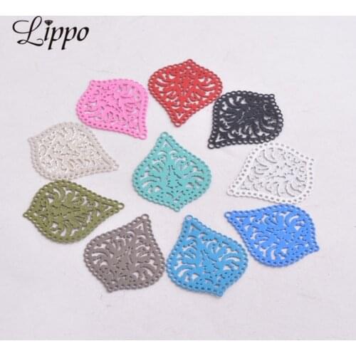 50pcs AC4188 21mm*27mm Silver plated Water Drop Connectors Blue Charms Earrings Pendant