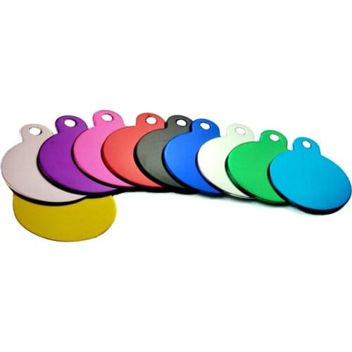 500pcs/lot Fast shipping Pet tags aluminum material dog tags round dog id tags For pets 37x30mm &35x32mm