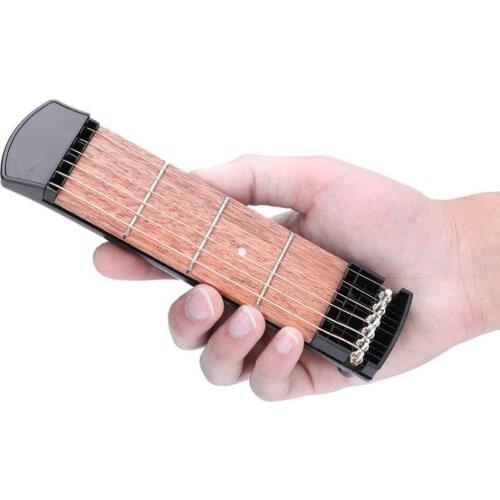 6 String 4 Fret Model Portable Pocket Guitar Neck Chord Trainer Guitar Practice Tool for Trainer Beginner Black pocket guitar