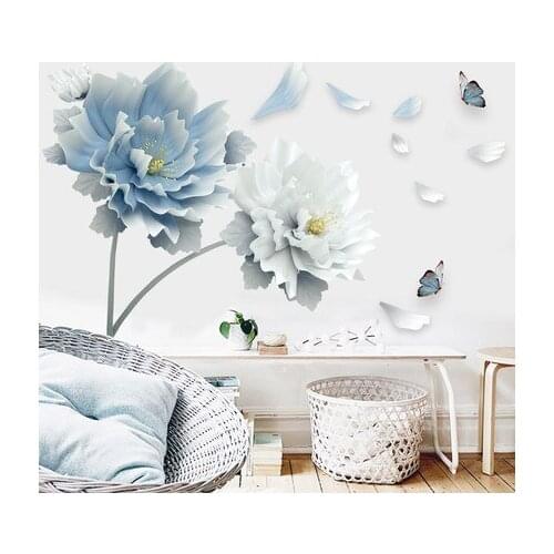 78*125cm 3D Flower Wallpaper PVC Wall Sticker Vintage Poster Living Room Bedroom Wall Decals Picture Wall Art