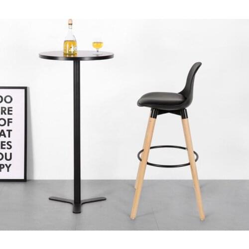 2Pcs Bar Stools Bar Chair Wood Legs PP Surface Chairs Home Office Kitchen Dining Coffee Chairs High Chair Back High Stool HWC