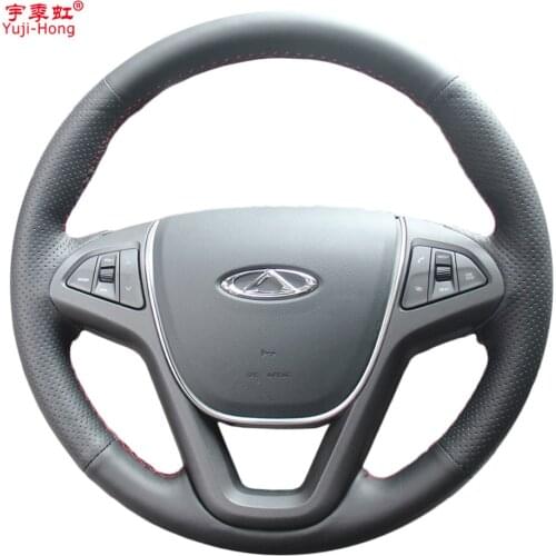 Yuji-Hong Artificial Leather Car Steering Wheel Covers Case for Chery Tiggo 5 2013-2016 Hand-stitched Steering Cover