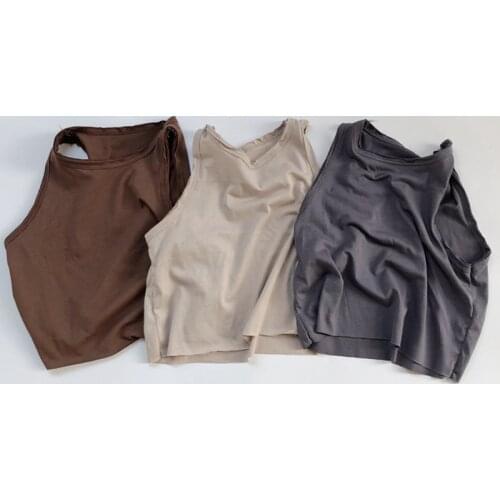 Japan Korean Style Kids Cotton Pullover Tops Solid Color Sleeveless T-shirt Vest Summer Toddler Baby Girls Boys T-shirt