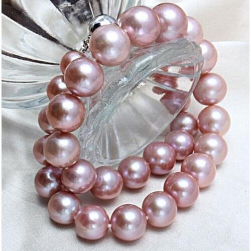 Elegant AAA 12-13mm south sea round lavender pearl necklace 18inch