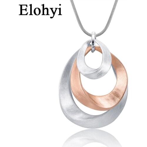 ELOHYI Long Matt Necklace for Women Vintage Statement Geometric Pendants Women Fashion Jewelry Collares Mujer Kolye Jewelry