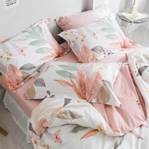 Cotton Flower Duvet Cover Set Pastoral Style Bedding Set Simple Bedspread Flat Sheet Pillowcase Single Double Size Home Beddi