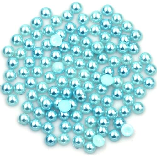Cameo Cabochon Decoration Imitation Pearl Beads Flatback Half Resin Round Light Blue For Nail Art DIY Craft Jewelry 2-10mm