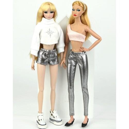 1PCS 1/6 Fashion Doll Clothing Gold Silver Leggings For barbie doll 30CM 1/6 Doll Accessories pants for barbi