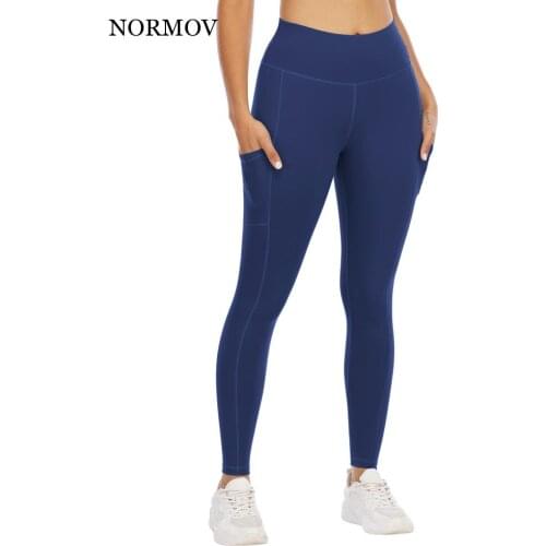 NORMOV Elastic Fitness Push Up Legging High Waist Slim Sport Pants Women Workout Pocket Leggings Casual Running Hip Lift Pants