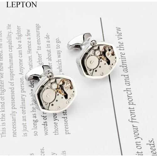 Hot Watch Movement Cufflinks Non-Functional Stainless Steel Steampunk Gear Watch Mechanism Cuff links for Mens Relojes gemelos