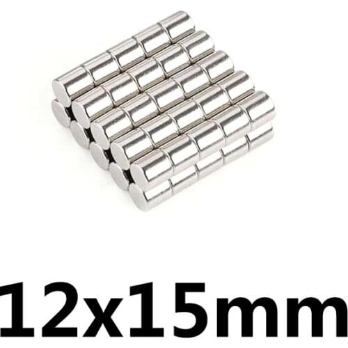 2/5/10PCS 12x15 mm Super Powerful Strong Magnetic Magnets Permanent Neodymium Magnets 12mmx15mm Small Round Magnet 12*15 mm