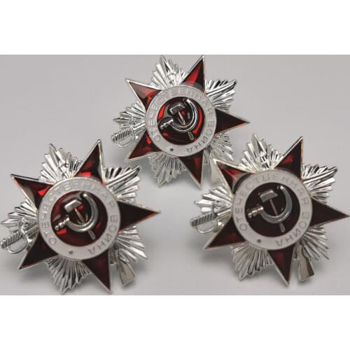 3pcs/lot Soviet Union CCCP Level 2 Patriotic War Medal Brass Red Star Military Emblem Glorious Achievements USSR Honor Badge