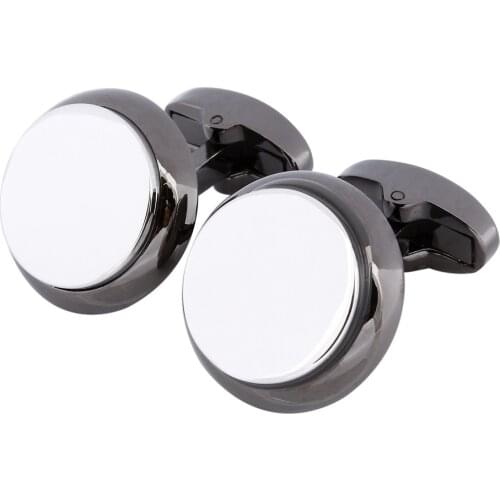 Trendy Shinny Round Cufflinks Gun Plated Plain White Metal Cuff Buttons for Mens Wedding French Shirts Cuff Links