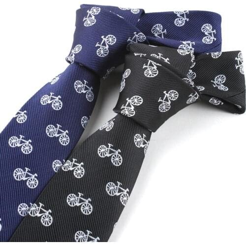 Bicycle Pattern 5cm Width Men Skinny Ties Fashion Party Wedding Necktie for Man