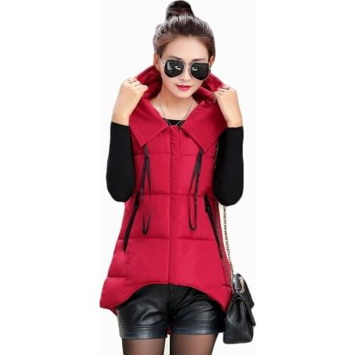 2017 new women autumn winter jacket vest fashion slim thick hooded warm parka cotton wadding female waistcoat hot sale ZL683