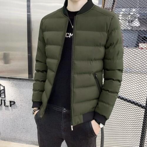 2021 Mens Autumn and Winter New Trendy Handsome Short Cotton-Padded Clothes Teenagers Baseball Collar Cotton-Padded Clothes