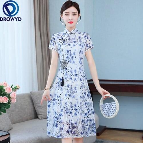 2021 Summer French Fashion Designer Vintage Elegant Slim Printed Cheongsam Dress Tassel Sweet Chic Party Female Party Vestidos