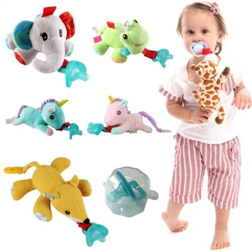 Toddler Baby Boy Girl Dummy Pacifier Baby Pacifier Removable With Lid Toy Pacifiers Dummy Feeding Elephant Silicone Nipple