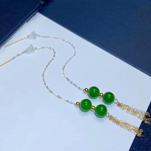 SHILOVEM 18k yellow gold real Natural Jasper drop earring classic fine Jewelry women wedding women gift wholesale myme0606999by