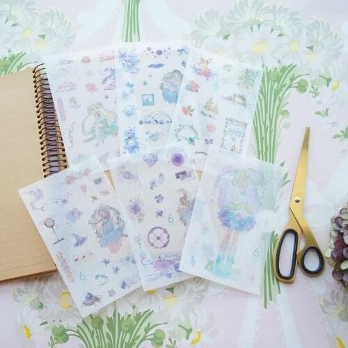 6 sheet Goddess of the Moon theme June girl style paper ticker tag design Gift Tag gift Decoration scrapbooking DIY Sticker