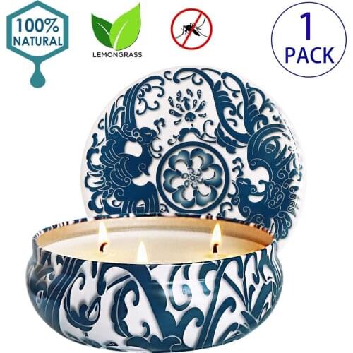 Home Scented Soy Wax Candles Scent of Lemongrass Aromatherapy Jar with Wax 13.3cm Diameter 5.5cm Height