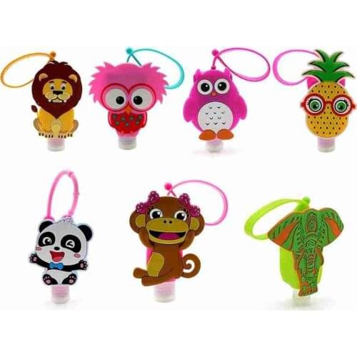 Outdoor portable dispensing bottle cartoon silicone sleeve 30ml hand sanitizer silicone bottle sleeve