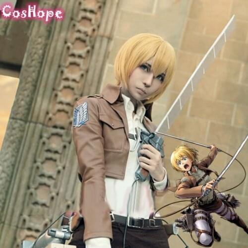 Armin Arlert Cosplay Attack on Titan Cosplay Women Short Yellow Wig Cosplay Anime Cosplay Wig Heat Resistant Synthetic Wigs