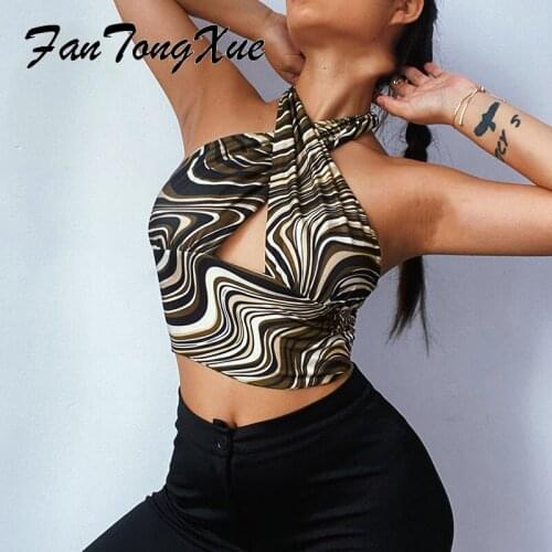 Halter Camis Tops for Women Paisley Print Criss Cross Sexy Crop Top Women Sheath Off Shoulder Backless Fashion Party Tanks Tops