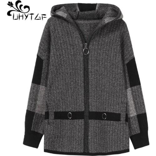 UHYTGF Winter coat women quality double-sided cashmere woolen jacket Korean 7XL plus size jacket casual female autumn coats 1046