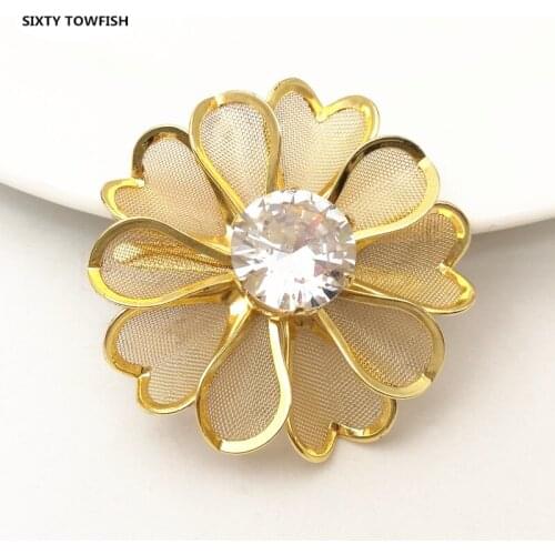 Metal Gunblack/Rose Gold/Gold color Fancy Flower Slice Zircon Buckle DIY Shoes Clasps Jewelry Accessories