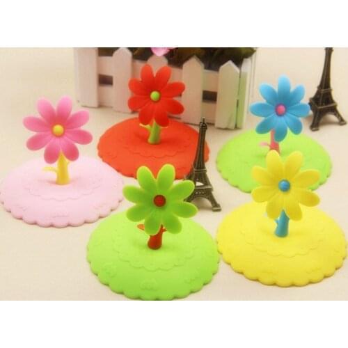 1PC Sunflower Lace Dustproof Reusable Silicone Cup Lid DIY Free splicing Thermal Insulation Cup Cover Seal Cover ELB 268