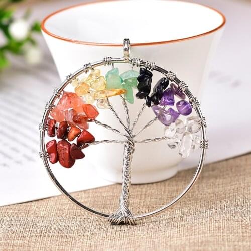 1PC Natural Crystal Tree Of Life Pendant Handmade Jewelry choker Fashion Simple Reiki Health Amulet for Girl Unisex Charm Gifts