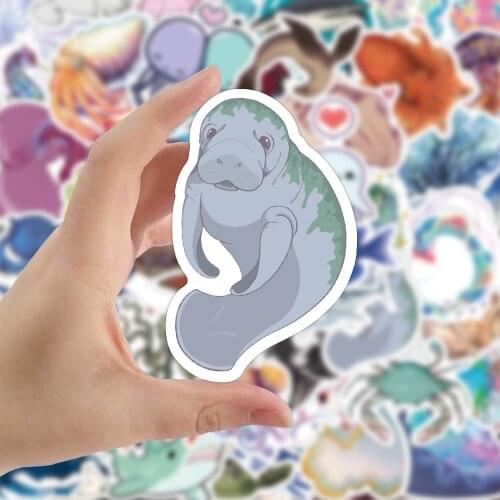 10/50pcs Cute Funny Blue Marine Animal Sticker For Case Skateboard Guitar DIY Decoration Luggage Laptop Car Decal Toy Stickers
