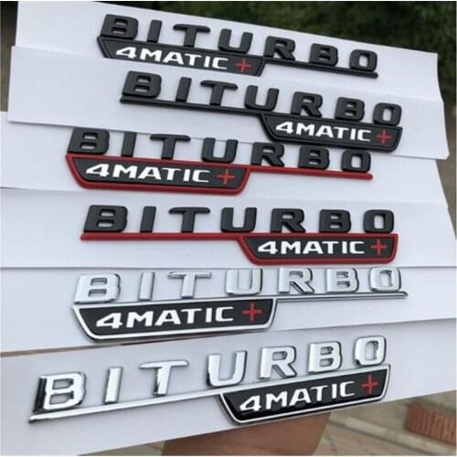 10set 20pcs New Car Styling ABS Chrome V8Biturbo Biturbo 4Matic + Emblem Side Decal Fender Badge Sticker Silver Black Plastic