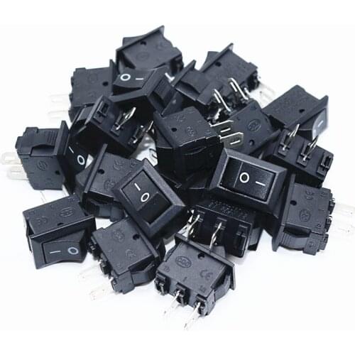 100 Pcs Push Button Switch 10x15mm SPST 2Pin 3A 250V KCD1 Snap-in On/Off Boat Rocker Switch 10MM*15MM Mini Black