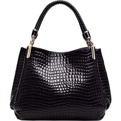 2021Hot Crocodile Pattern Luxury Handbags Women Bags Designer Winter PU Leather Top-handle Bags Woven Handle Ladies Casual Tote