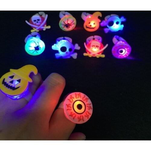 24pcs/lot Children Creative Toys Luminous Gift Flash Ring Finger LED Emitting Toys For Kids Halloween Gift Festive Party Supply
