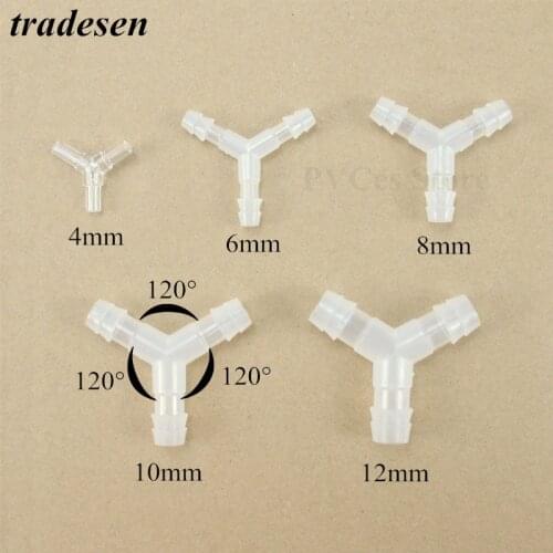 5pcs PP 4-12mm Y Tee Plastic Pagoda Tee Fittings Graden Hose joint Aquarium Fish Tank Adapter Air Pump Hose Connector