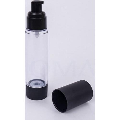 50ml Classic Black Vacuum Airless Pump Bottle Cosmetic Essence Oil Lotion Packaging Refillable Bottle lin3448
