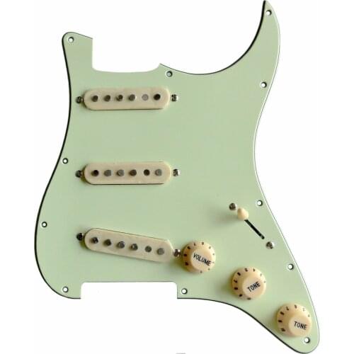 Free Shipping Donlis prewired guitar pickguard wired Alnico guitar pickup Mint green SSS loaded guitar pickguard assembly