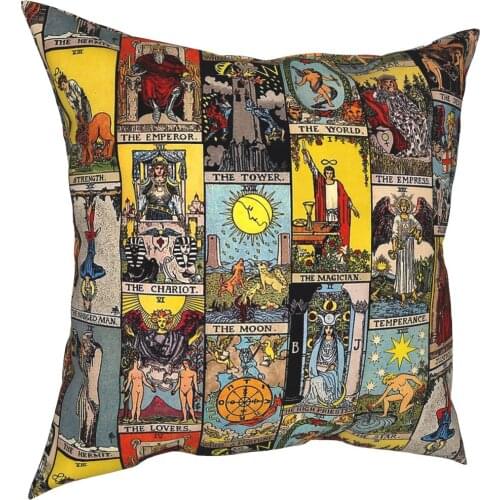 The Major Arcana Of Tarot Throw Pillow Cover Cushions for Sofa Fortune Witch Occult Pagan Vintage 45*45cm Pillowcase