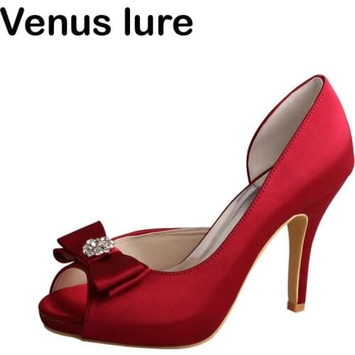 23 Colors)Platform Burgundy Pumps with Bow Shoes Women High Heeled