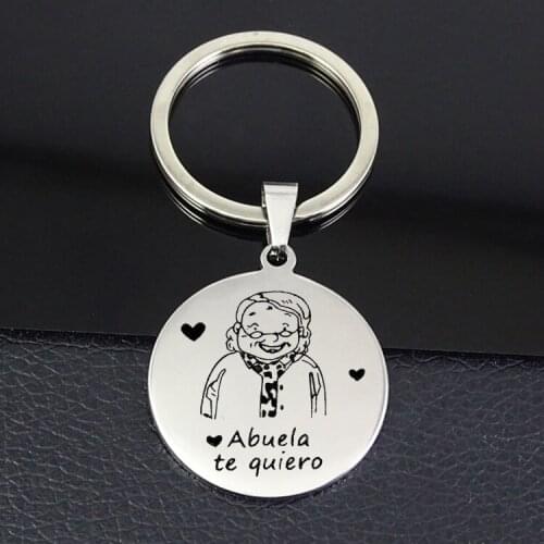 Abuela Te quiero Keyring llavero High Quality Stainless Steel Disc Keychain Jewelry Best Gift for Grandmother YP6793