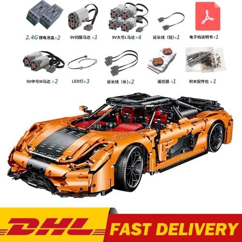 DHL MOC Technical Car Series Remote Control Orange Koenigseggs Sports Racing Car Model Building Blocks Bricks Toys Kids Gifts